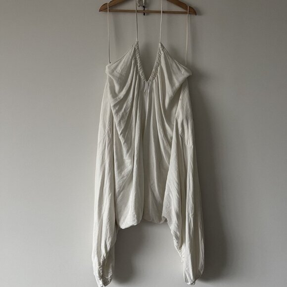 Free People Harem Pants Jumpsuit Playsuit Womens M Ivory Boho Hippie Lagenlook - Picture 1 of 16